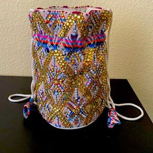 Ranees women’s girls shoulder gypsy beach purse ready rhinestone multicolored
